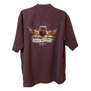Tommy Bahama DaVine Intervention Wine 100% Silk Hawaiian Shirt Men XL Red Aloha